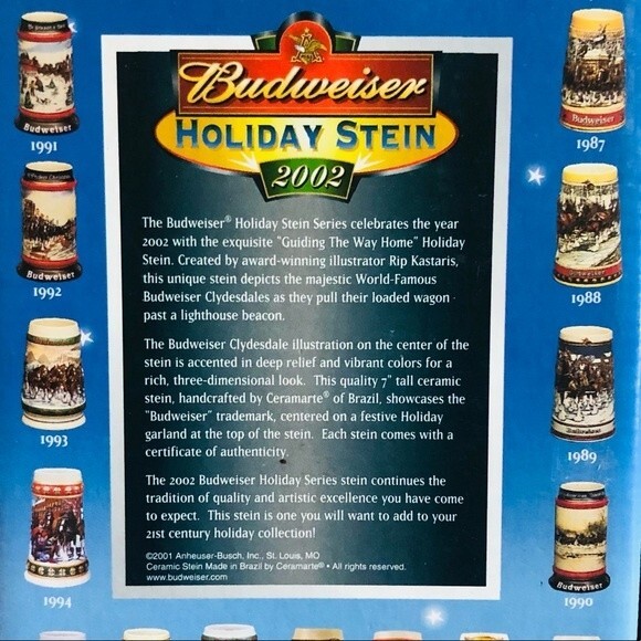 Vintage Budweiser 2002 Holiday Beer Stein “Guiding The Way Home” - Picture 7 of 10